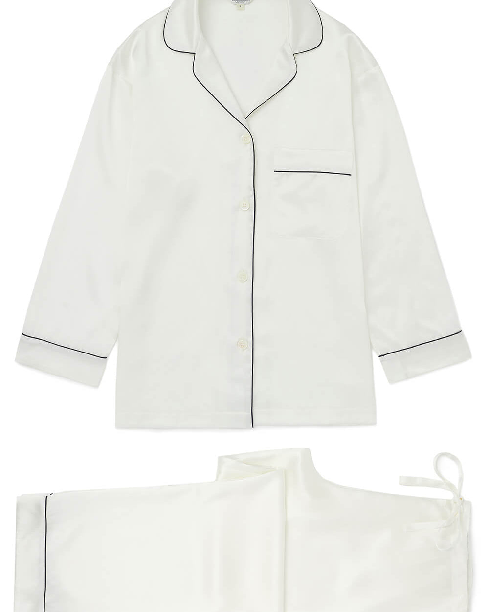 Women's Luxury Silk Ivory Pyjamas | Bonsoir of LondonWomen's Silk Pyjamas - Ivory White Bridal Nightwear | Bonsoir of London