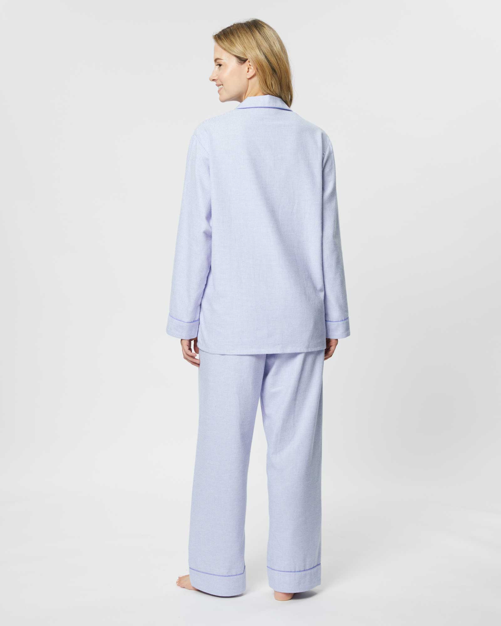 Women's Brushed Cotton Pajamas - Willet Blue – US Bonsoir of London