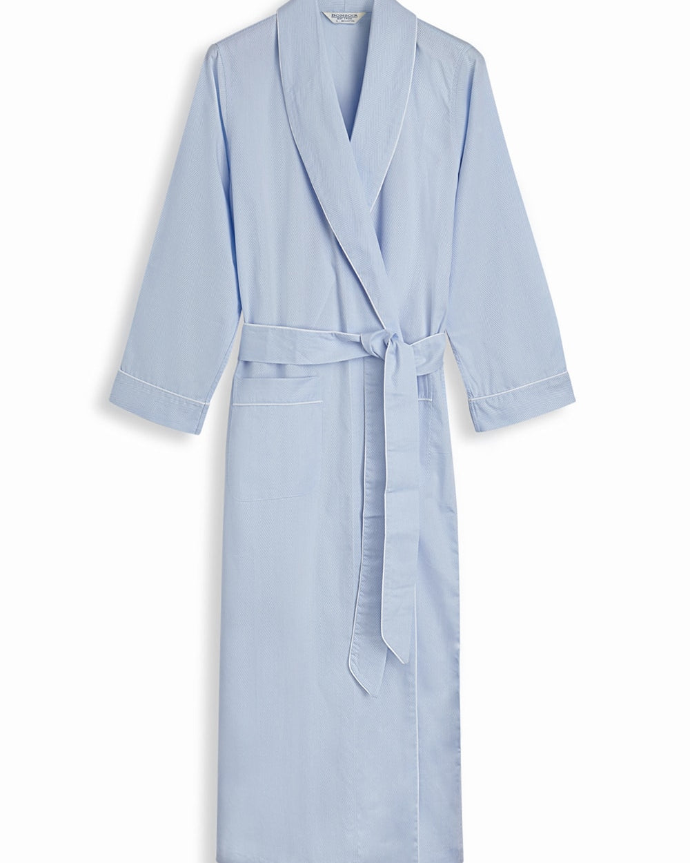 Women's Blue Jacquard Dressing Gown | Bonsoir of LondonWomen's Cotton Jacquard Dressing Gown - Blue | Bonsoir of London