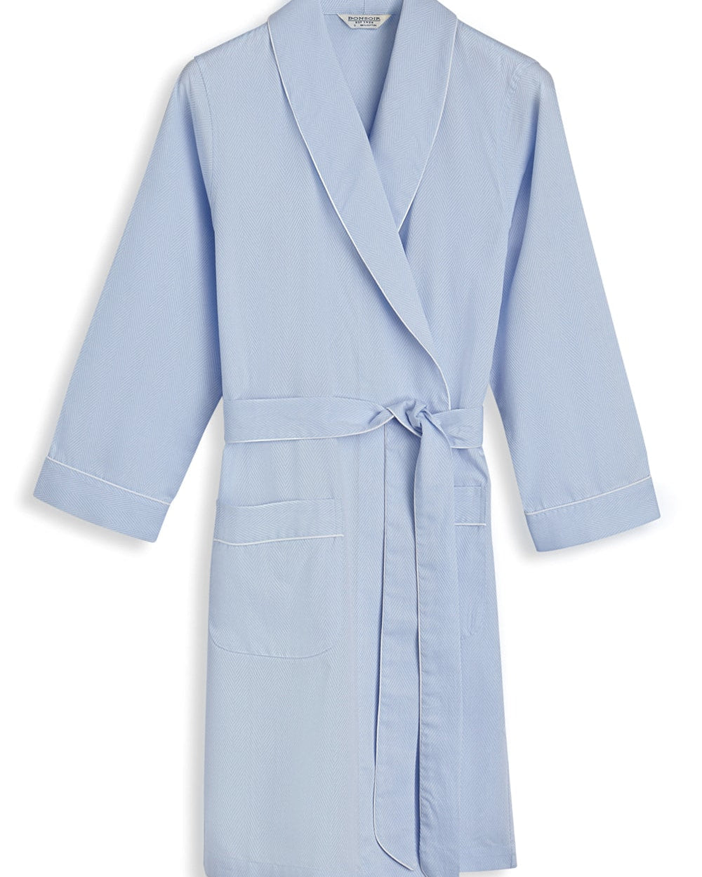 Women's Blue Jacquard Short Dressing Gown | Bonsoir of London