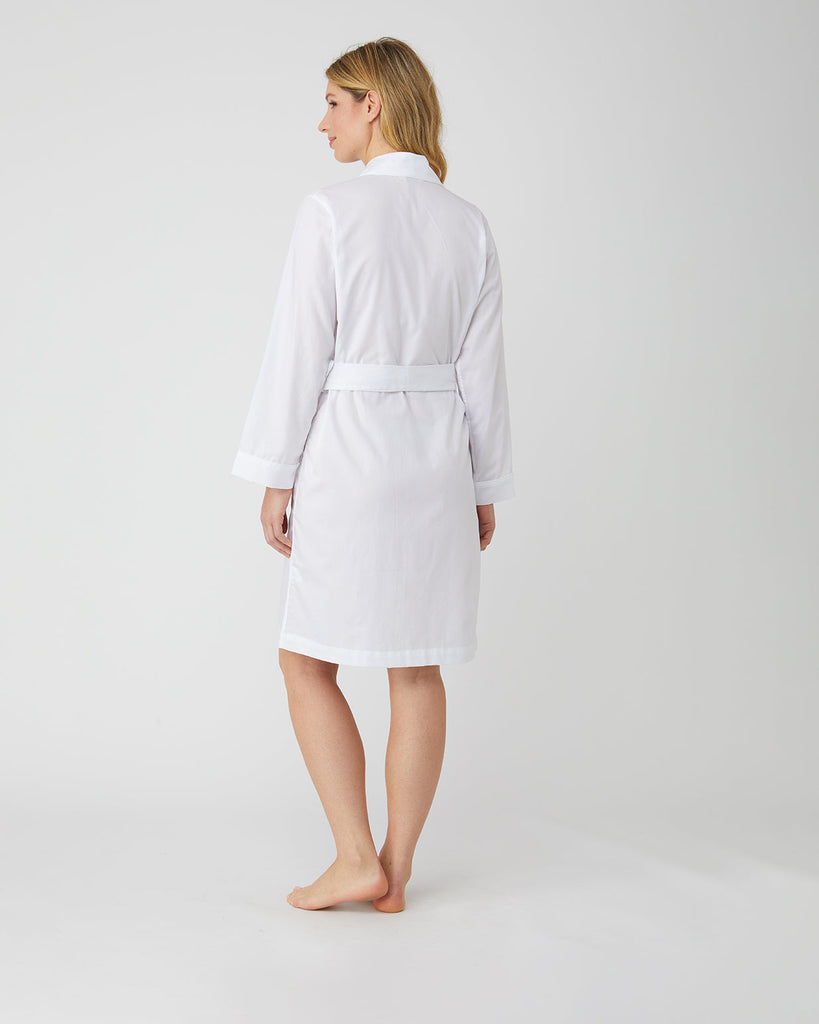 Women's White Jacquard Short Dressing Gown | Bonsoir of London